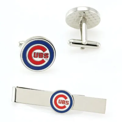 Chicago Cubs Silvertone Team Logo Tie Clip & Cufflinks Set