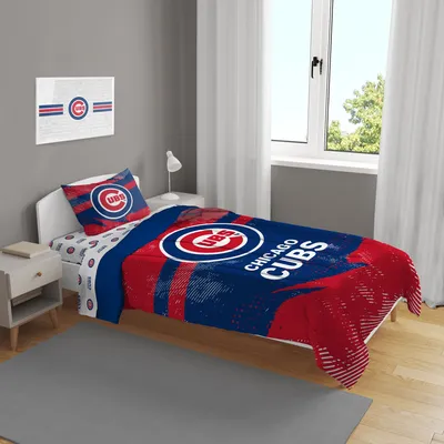 Chicago Cubs Slanted Stripe 4-Piece Twin Bed Set