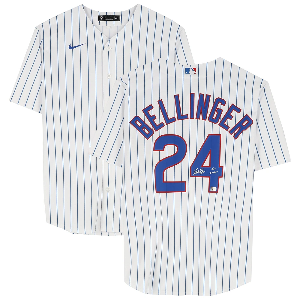 Cody Bellinger Chicago Cubs Autographed White Nike Replica Jersey with "Go Cubs!" inscription