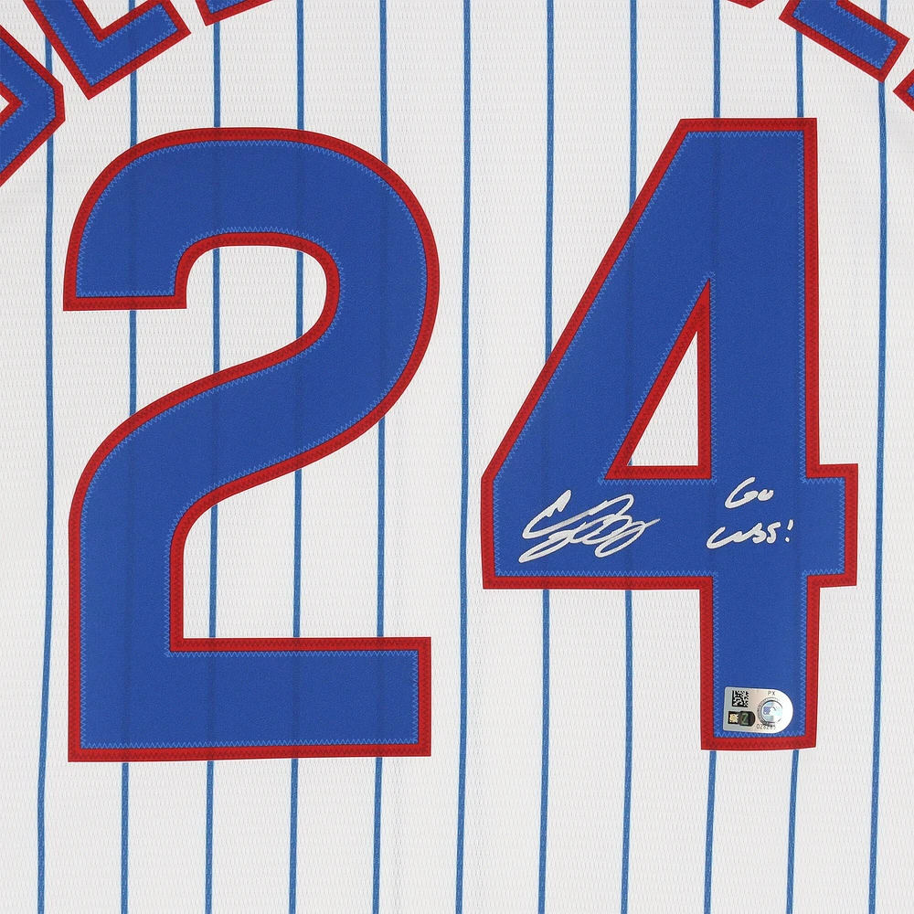 Cody Bellinger Chicago Cubs Autographed White Nike Replica Jersey with "Go Cubs!" inscription