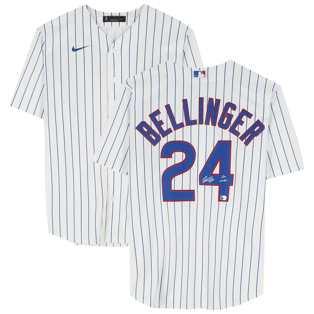 Cody Bellinger Chicago Cubs Autographed White Nike Replica Jersey with "Go Cubs!" inscription