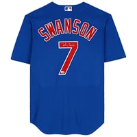 Dansby Swanson Chicago Cubs Autographed Blue Nike Replica Jersey