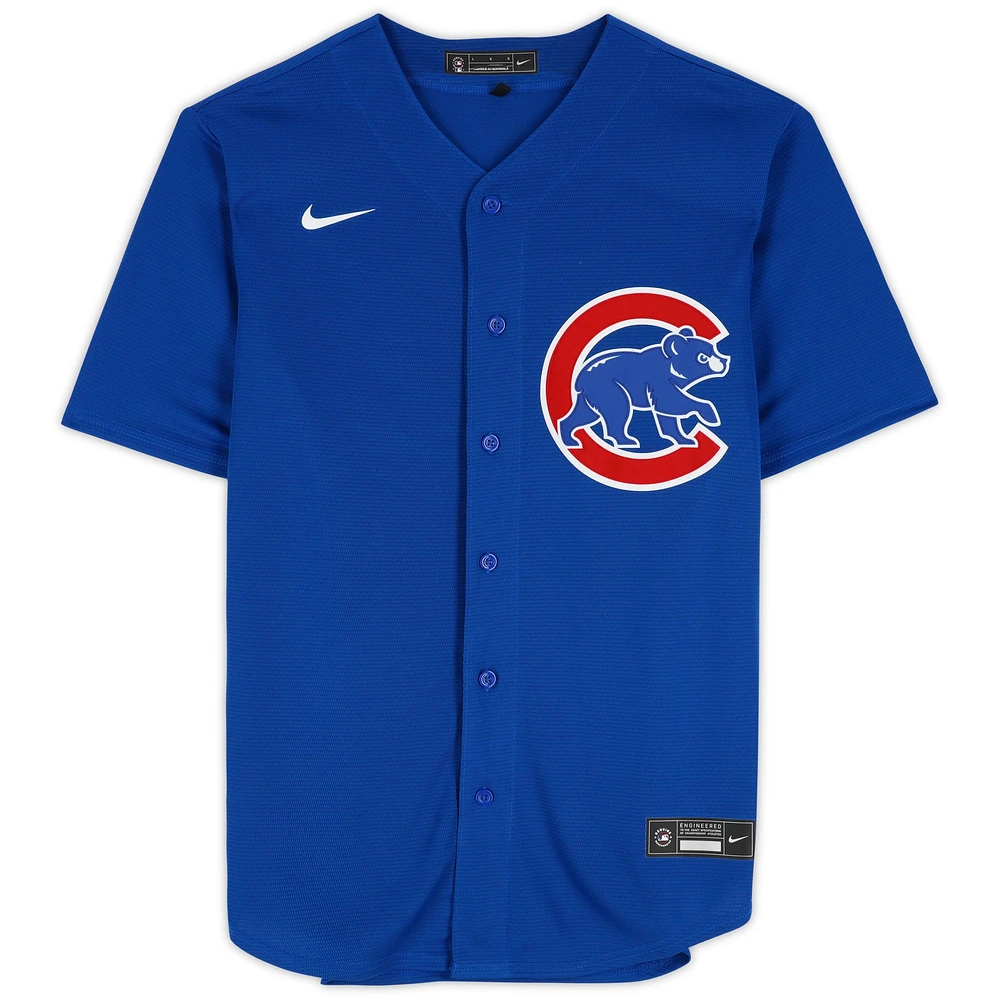 Dansby Swanson Chicago Cubs Autographed Blue Nike Replica Jersey