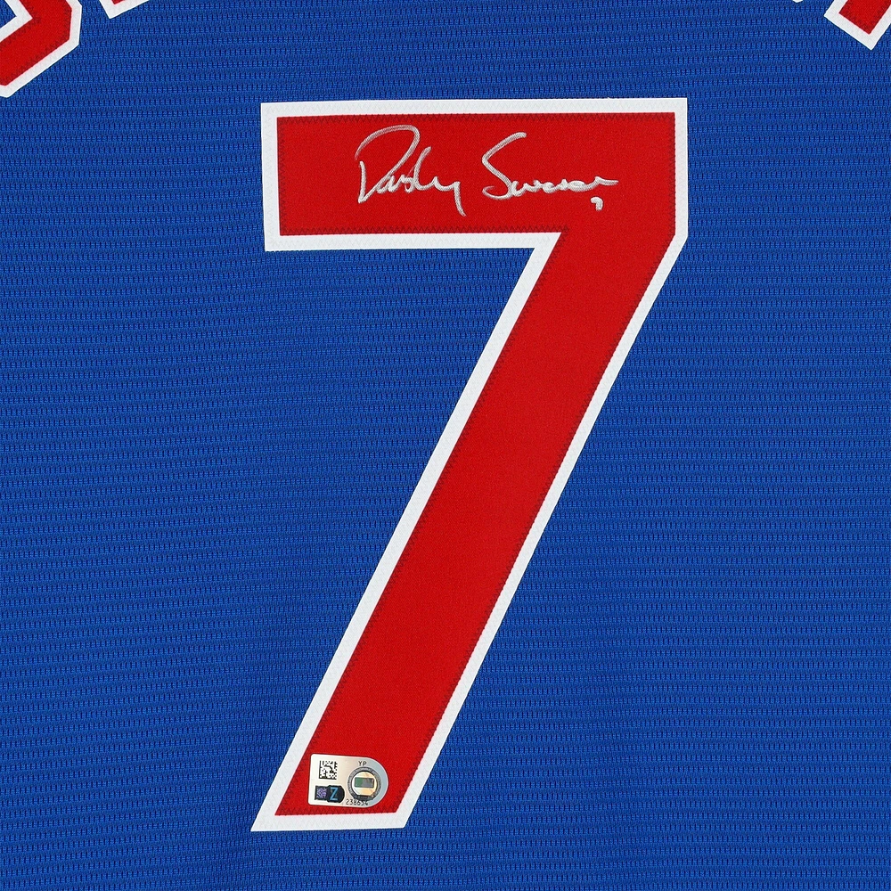 Dansby Swanson Chicago Cubs Autographed Blue Nike Replica Jersey