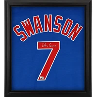 Dansby Swanson Chicago Cubs Autographed Framed Blue Nike Replica Jersey Shadowbox