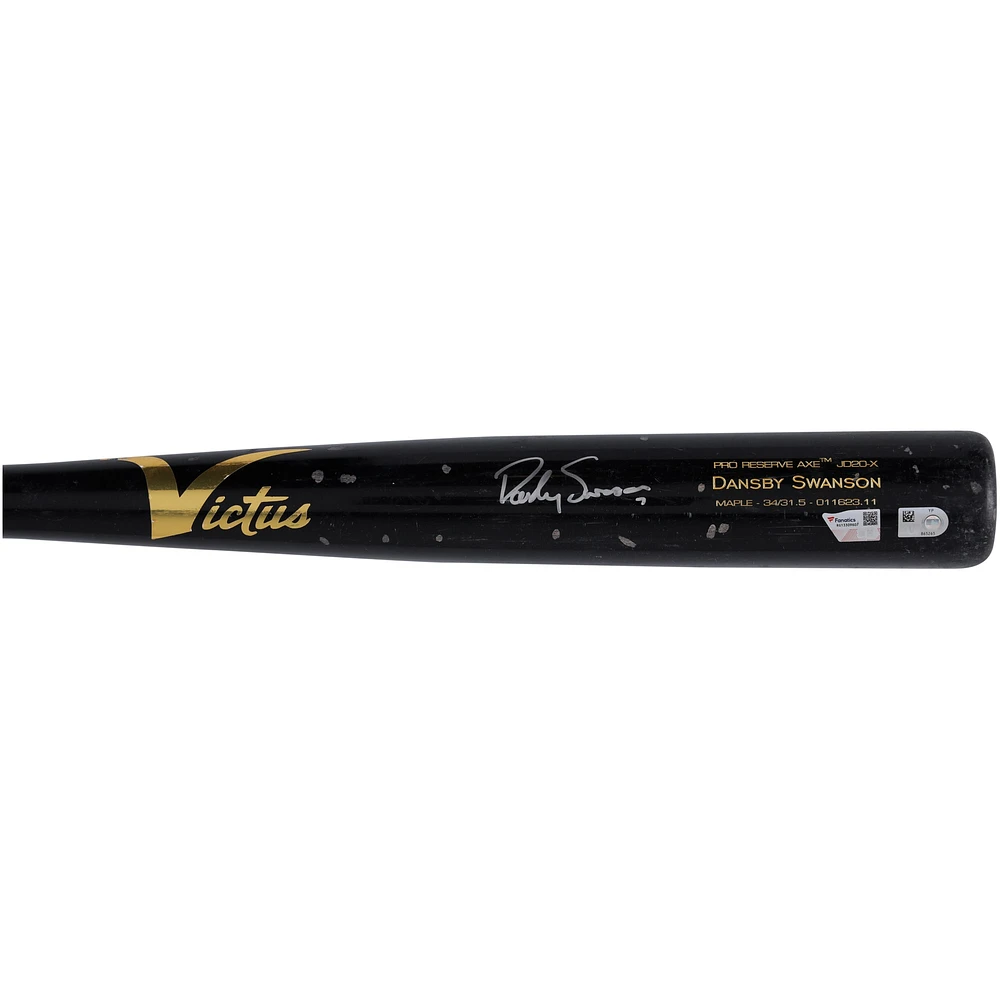 Dansby Swanson Chicago Cubs Autographed Game-Used Black Victus Broken Bat from the 2023 MLB Season 