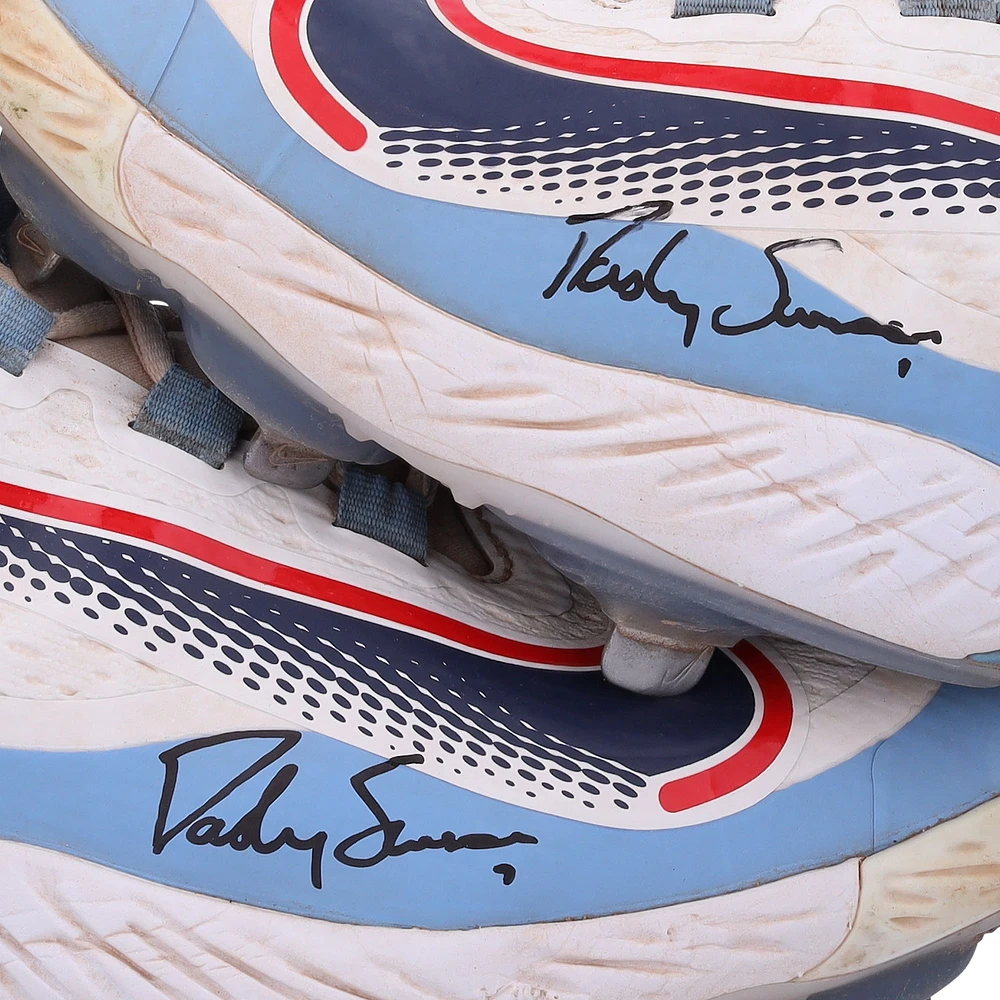Dansby Swanson Chicago Cubs Autographed Game-Used White and Navy Nike Cleats from the 2023 MLB Season - RG13309602-03