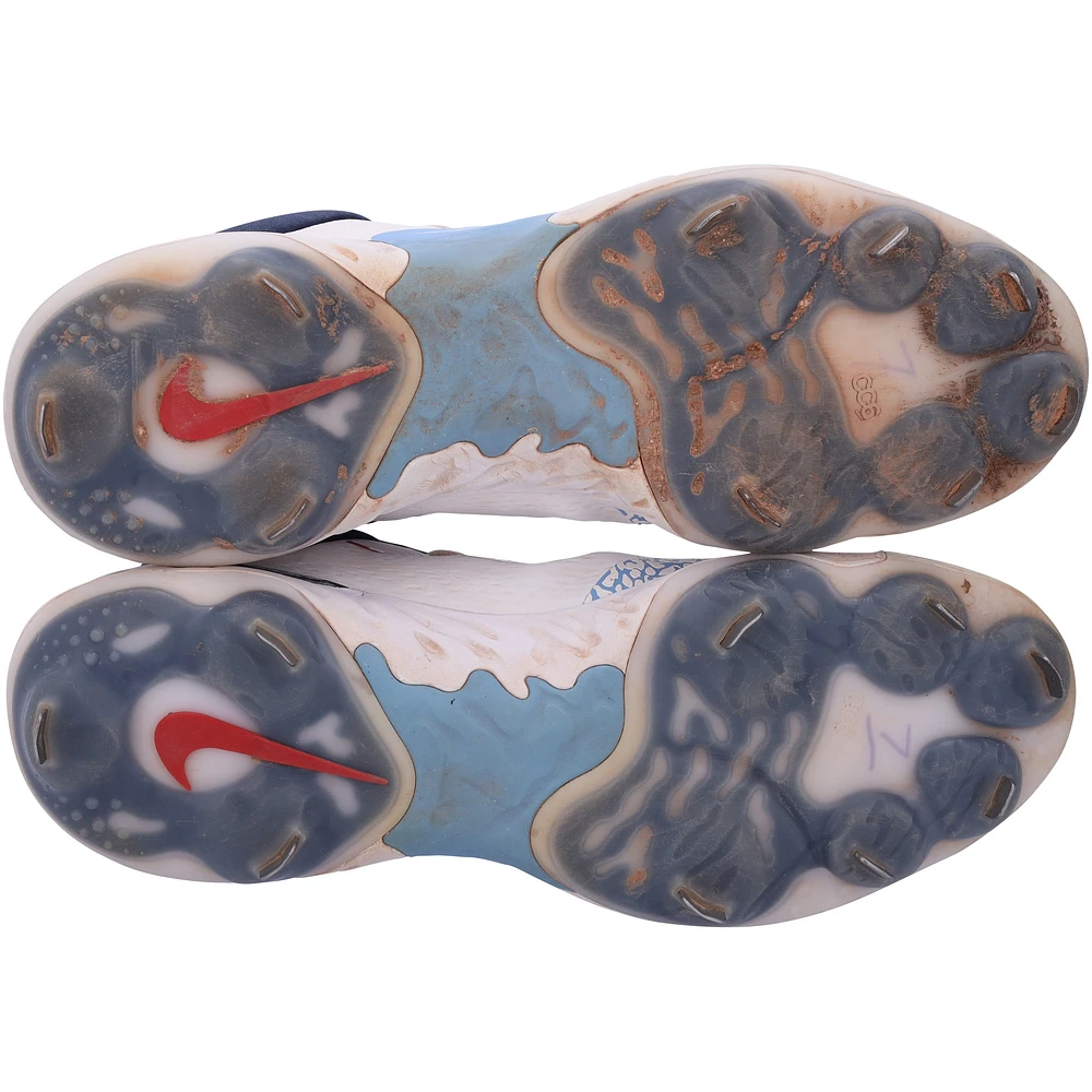 Dansby Swanson Chicago Cubs Autographed Game-Used White and Navy Nike Cleats from the 2023 MLB Season - RG13309602-03
