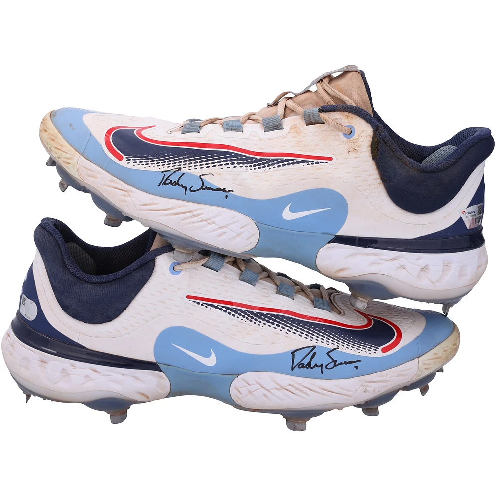 Dansby Swanson Chicago Cubs Autographed Game-Used White and Navy Nike Cleats from the 2023 MLB Season - RG13309602-03