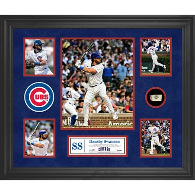 Dansby Swanson Chicago Cubs Framed 5-Photo Collage with a Piece of Game-Used Ball