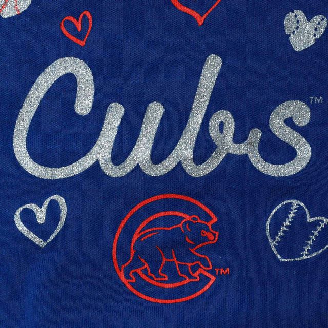 Ensemble 3 pièces pour nouveau-né et nourrisson fille des Royal Chicago Cubs Home Plate, combinaison, bavoir chaussons