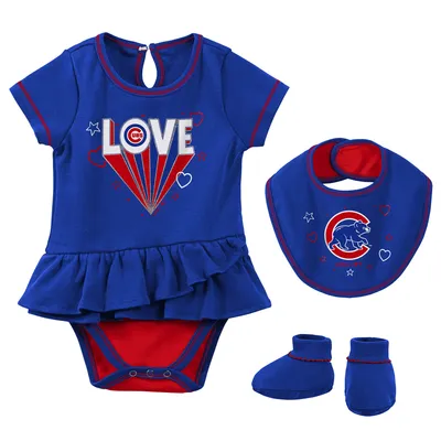 Outerstuff Newborn White/Royal Chicago Cubs Power Hitter Short Sleeve Bodysuit