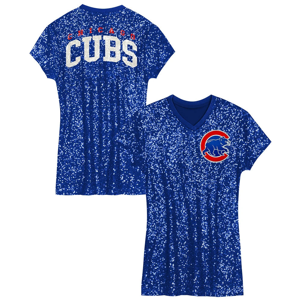 Robe à paillettes et col en V pour filles d'âge préscolaire des Royal Chicago Cubs