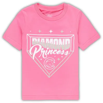 T-shirt pour tout-petit rose Chicago Cubs Diamond Princess fille