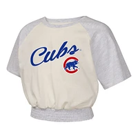 Girls Youth  Cream Chicago Cubs Curve Ball Fashion Raglan T-Shirt