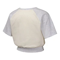 Girls Youth  Cream Chicago Cubs Curve Ball Fashion Raglan T-Shirt
