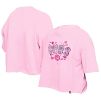 T-shirt d'équipe à paillettes Flip New Era rose clair pour filles des Chicago Cubs