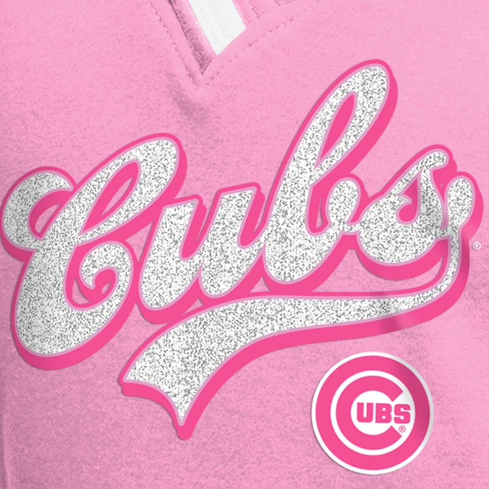 Girls Youth New Era Pink Chicago Cubs Mommy & Me Raglan V-Neck T-Shirt