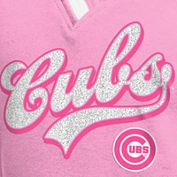 Girls Youth New Era Pink Chicago Cubs Mommy & Me Raglan V-Neck T-Shirt