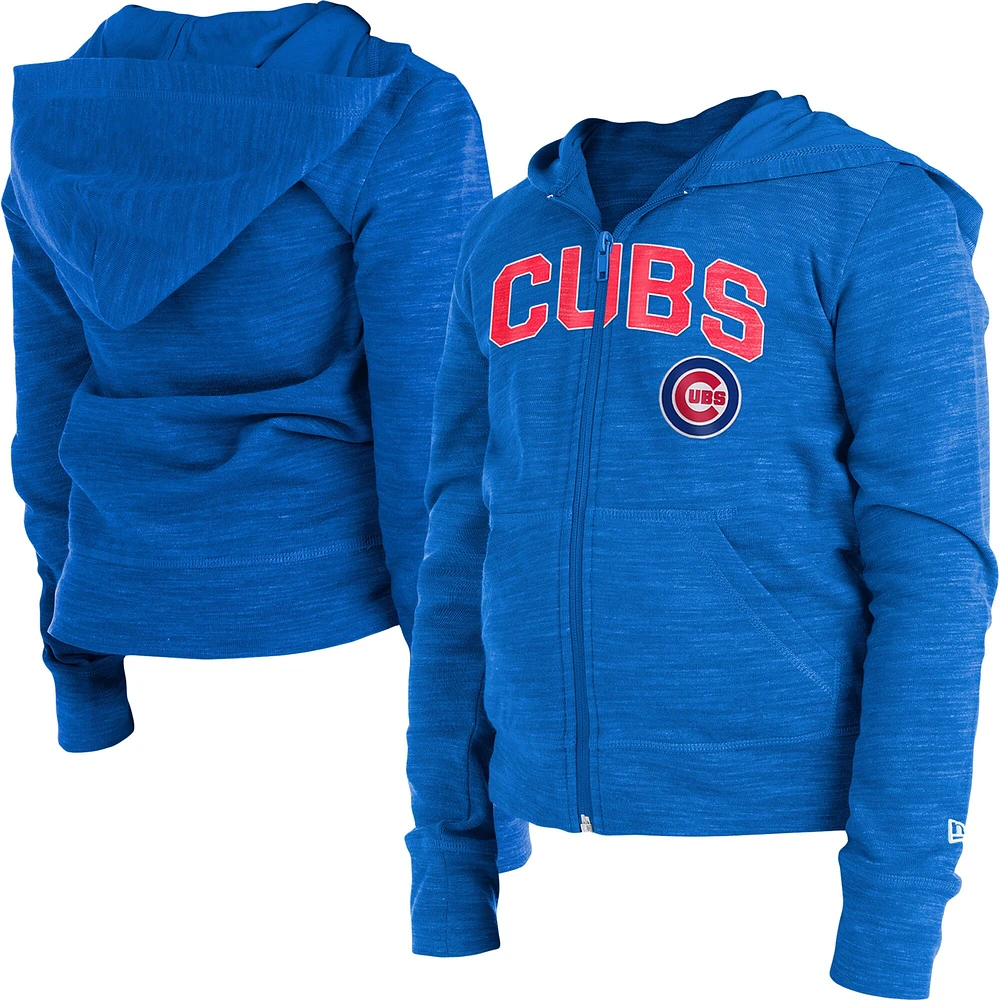 Girls Youth New Era Royal Chicago Cubs Space Dye Full-Zip Hoodie