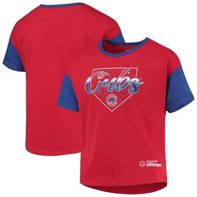 Lids Chicago Cubs Justice Girls Youth Tri-Blend Heart Bling T