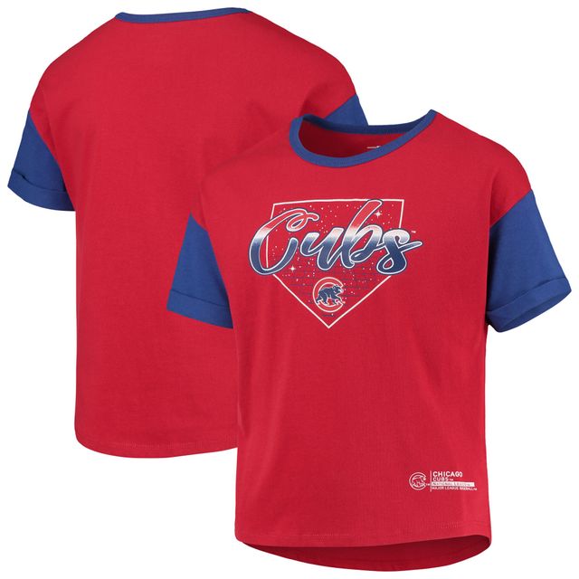 T-shirt rouge pour jeunes filles des gradins Chicago Cubs