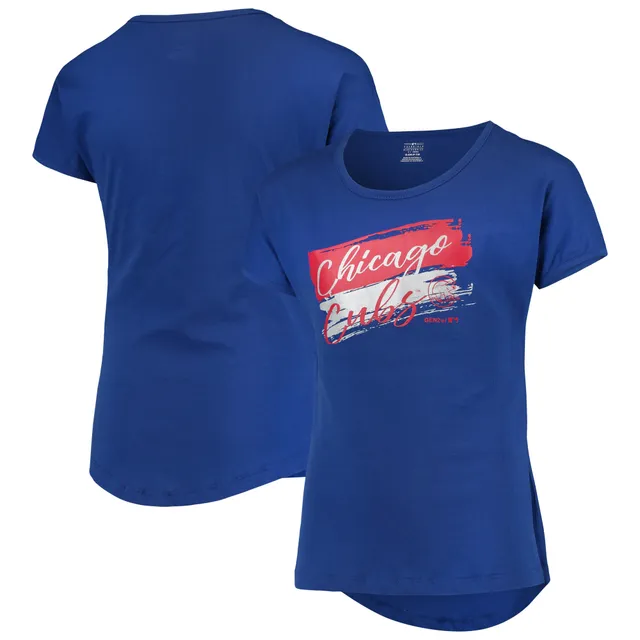 Chicago Cubs Tiny Turnip Women's Baseball Flag T-Shirt - Royal