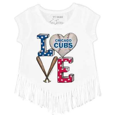 Girls Youth White Chicago Cubs Basic Heart T-Shirt
