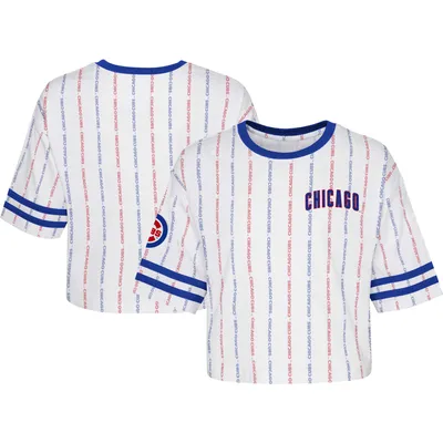 Chicago Cubs Justice Girls Youth Tri-Blend Heart Bling T-Shirt - Royal/White