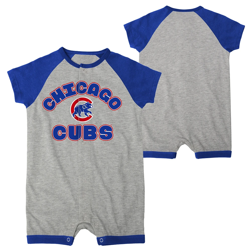 Barboteuse Chicago Cubs Extra Base Hit Raglan pour bébé gris chiné