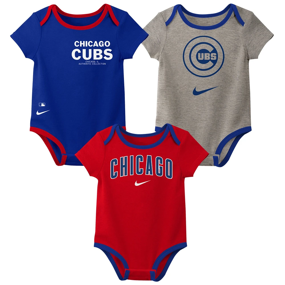 Ensemble de trois bodys Nike Chicago Cubs Authentic Collection pour bébé