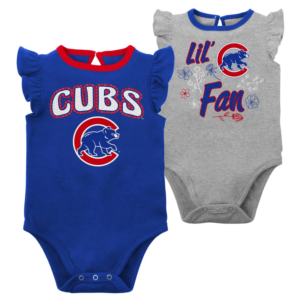 Lot de deux cache-couches Little Fan des Cubs Chicago pour bébé Royal/Gris chiné