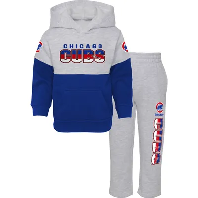Chicago Cubs Infant Playmaker Pullover Hoodie & Pants Set - Royal/Heather Gray