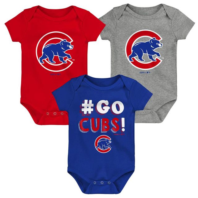 Ensemble de 3 bodys pour nourrissons, bleu royal/rouge/gris, Chicago Cubs Born To Win