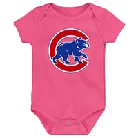 Ensemble de 3 bodys pour bébé, bleu royal/rouge/rose, Chicago Cubs Baseball