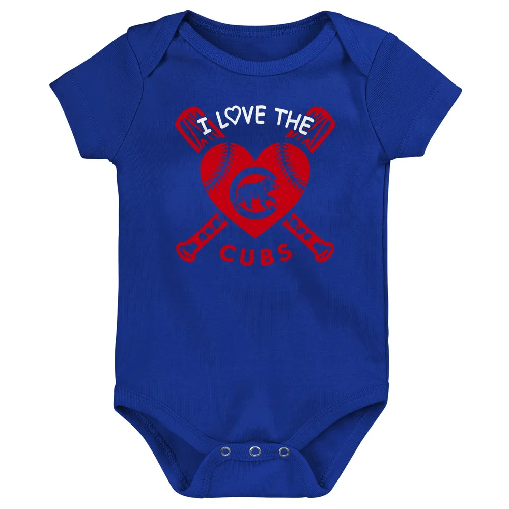 Ensemble de 3 bodys pour bébé, bleu royal/rouge/rose, Chicago Cubs Baseball