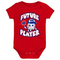 Lot de trois bodys joueur ligue mineure Chicago Cubs pour bébé Royal/rouge/blanc