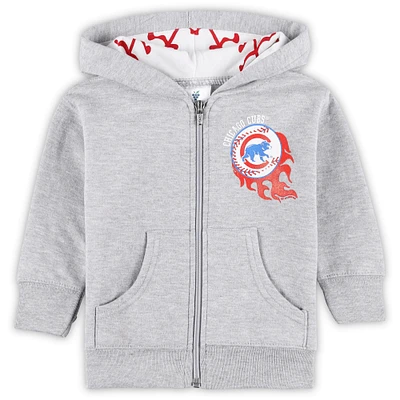 Infant Soft as a Grape Heather Gray Chicago Cubs Baseball Full-Zip Hoodie