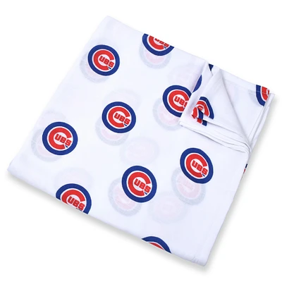 Couverture d'emmaillotage en mousseline 47'' x 47'' pour bébé Three Little Anchors White Chicago Cubs