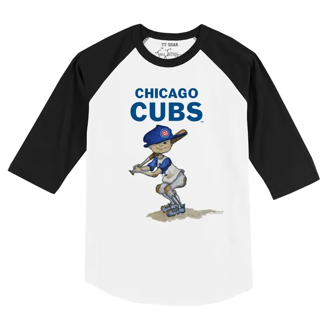 Toddler Chicago Cubs Tiny Turnip White/Royal Popcorn 3/4-Sleeve Raglan T- Shirt