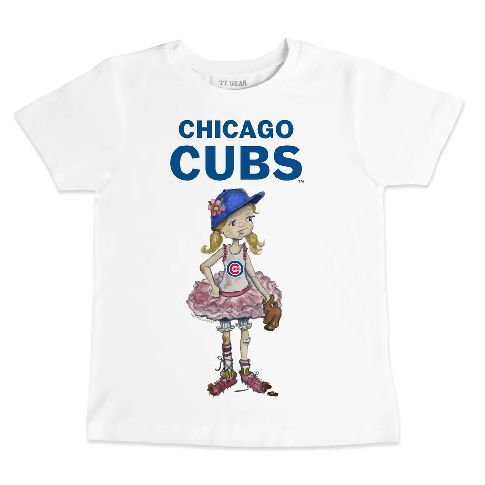 Women's Tiny Turnip Royal Chicago Cubs Baseball Bow T-Shirt Size: Small