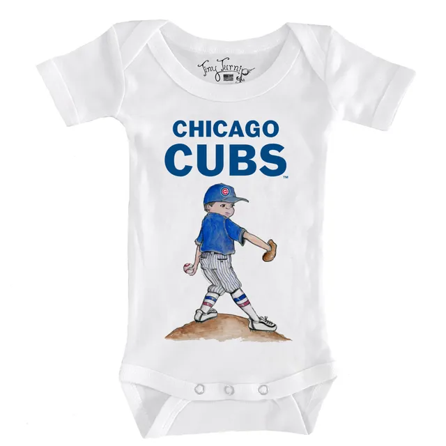 Chicago Cubs Tiny Turnip Toddler Base Stripe T-Shirt - White