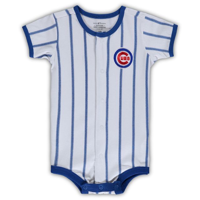 Combinaison de frappeur puissant à fines rayures Chicago Cubs pour bébé, blanc