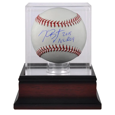 Kris Bryant Chicago Cubs Autographed Baseball with "2015 NL ROY" Inscription and Mahogany Baseball Display Case