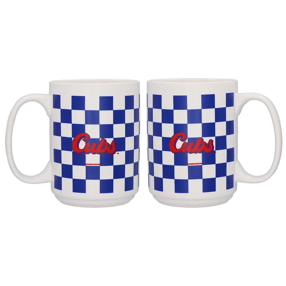 Lot de 2 tasses à logo à carreaux de 15 oz des Cubs de Chicago de Logo Brands