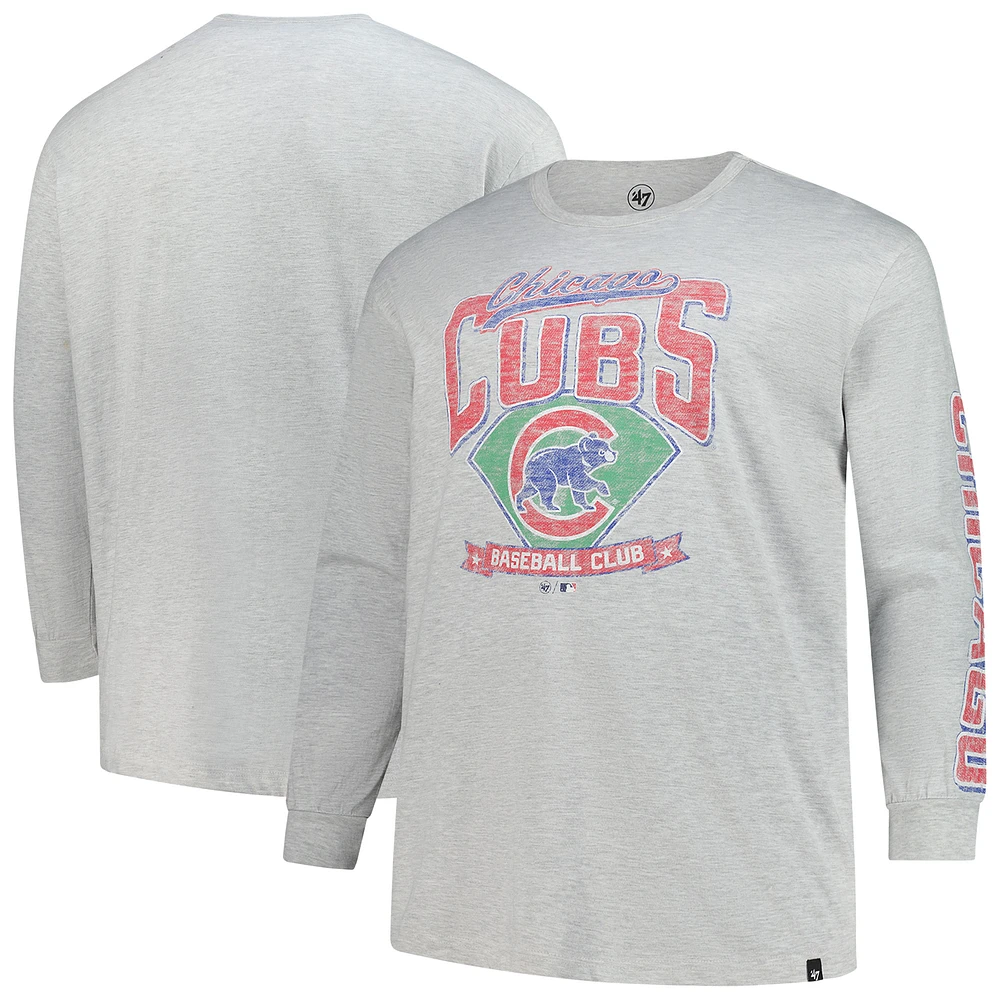 T-shirt à manches longues Franklin gris vieilli pour homme, modèle Big & Tall, des Chicago Cubs, '47