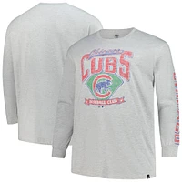 T-shirt à manches longues Franklin gris vieilli pour homme, modèle Big & Tall, des Chicago Cubs, '47