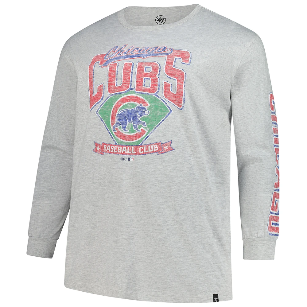 T-shirt à manches longues Franklin gris vieilli pour homme, modèle Big & Tall, des Chicago Cubs, '47