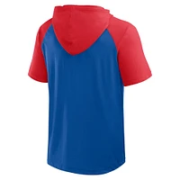 Men's Fanatics  Royal Chicago Cubs Prime Raglan Short Sleeve Hoodie T-Shirt