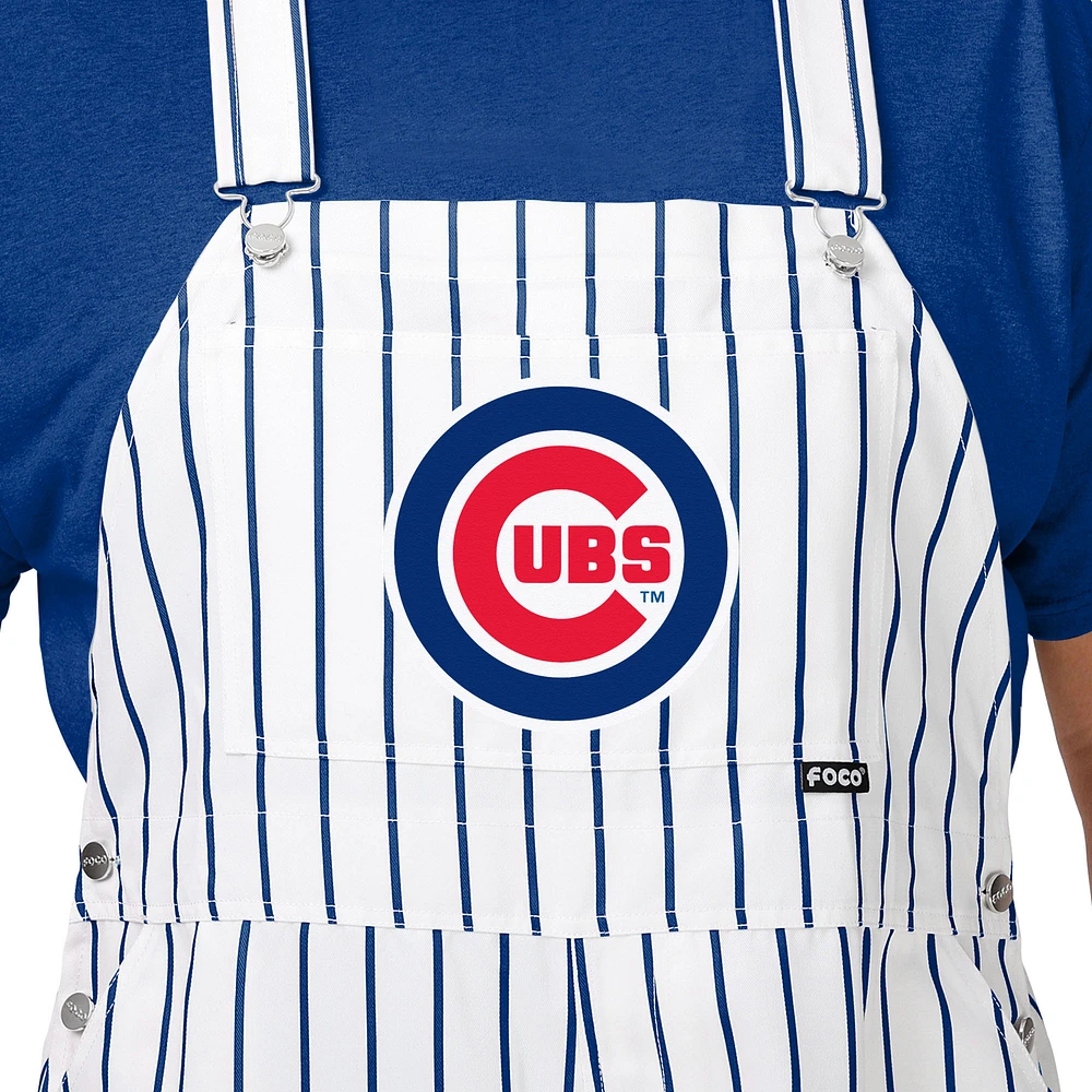 Men's FOCO  White Chicago Cubs Pinstripe Bib Overalls